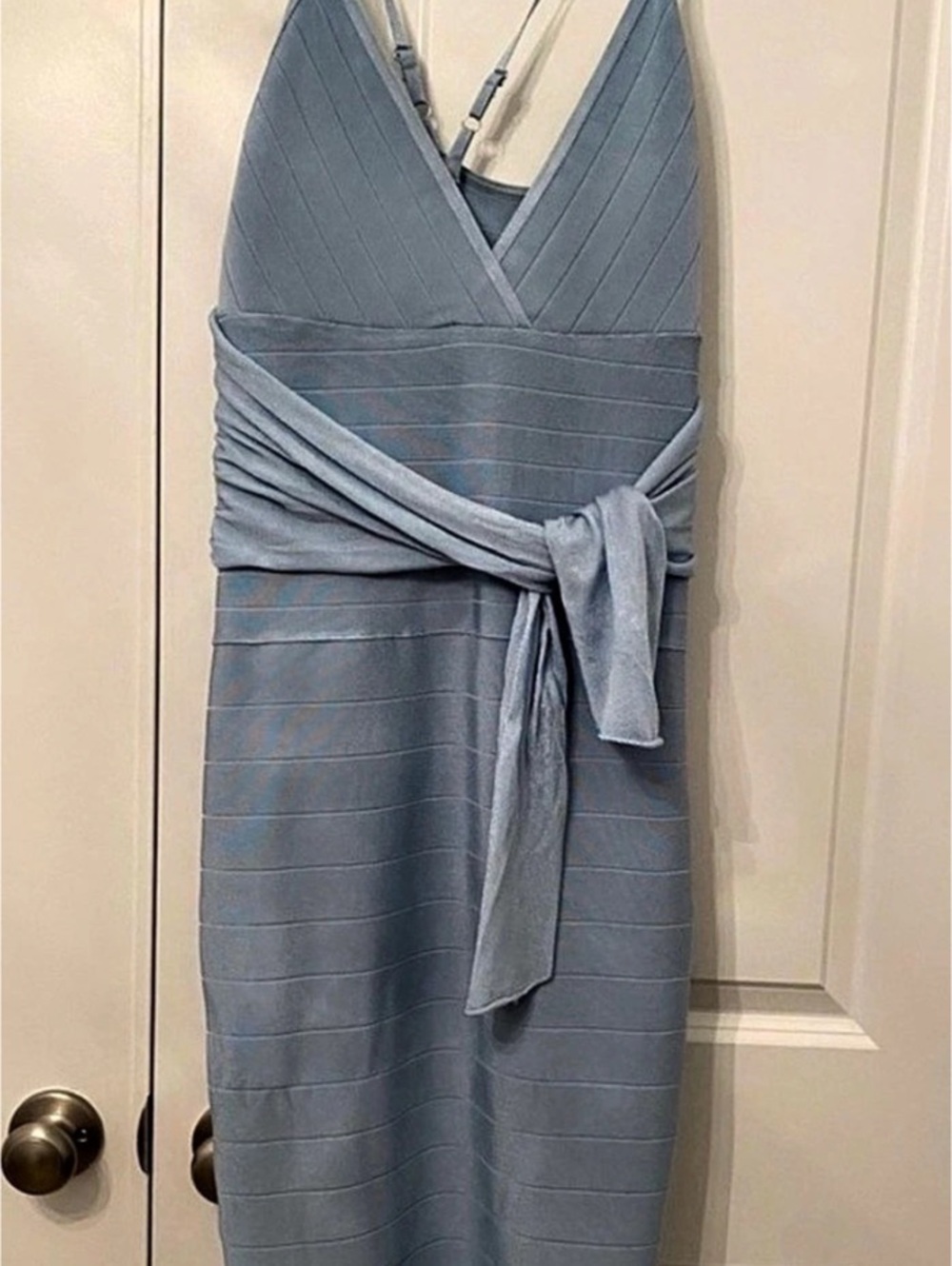 NWT BEBE bandage Blue Wrap Midi Dress | L